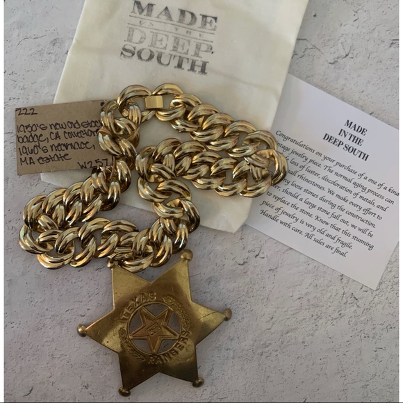 Made In The Deep South Jewelry - 1950s Texas Rangers Badge and 1960s Necklace